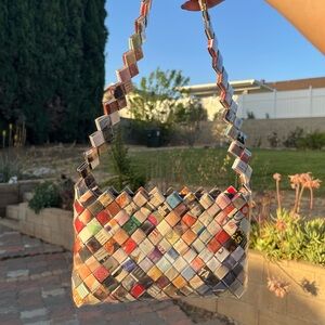 Colorful woven shoulder bag